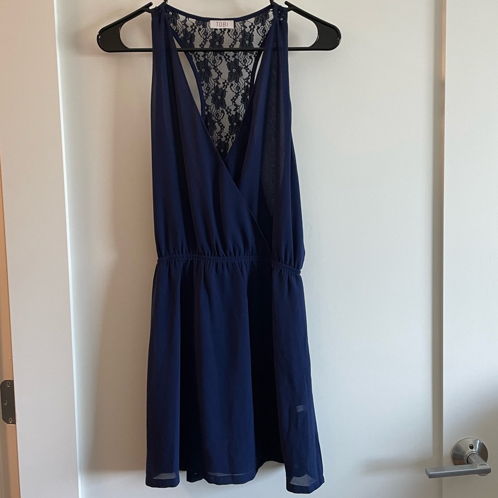 TOBI navy blue lace dress. Size S.